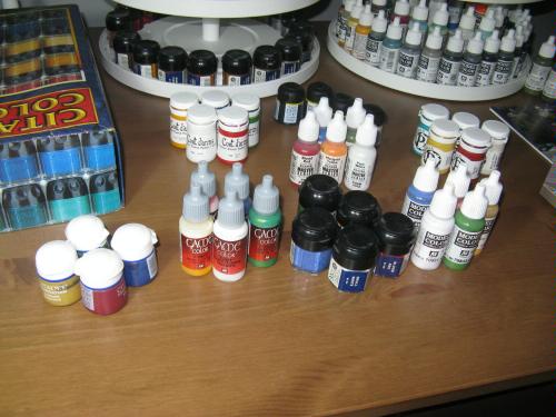 different paint ranges that have roughly equivalent colours